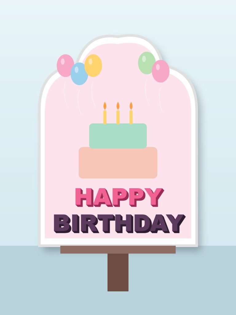 3D cut-out standee banner design for a birthday