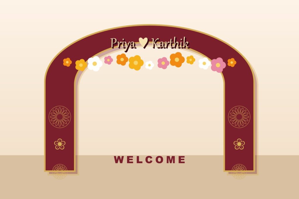3D wedding entrance arch banner design