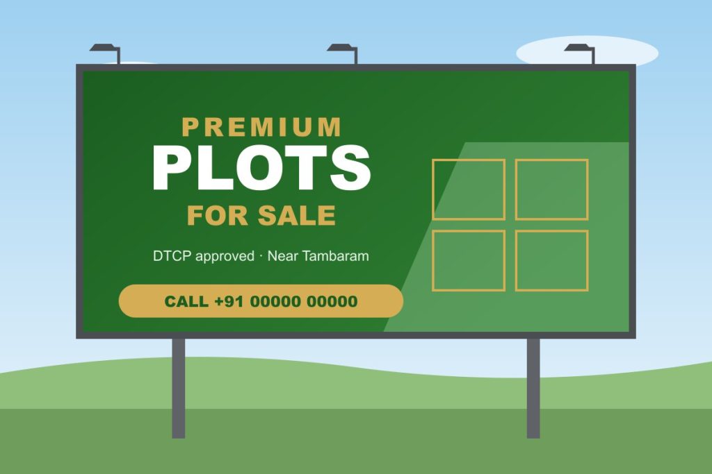 Outdoor flex hoarding design for a real estate plot sale