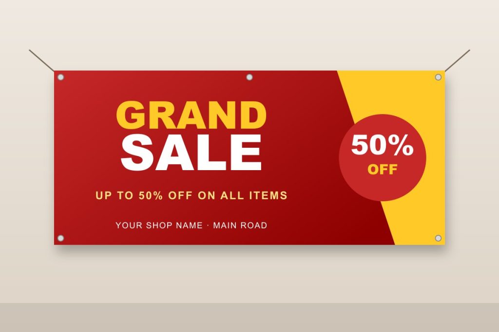 Regular vinyl banner design for a grand sale