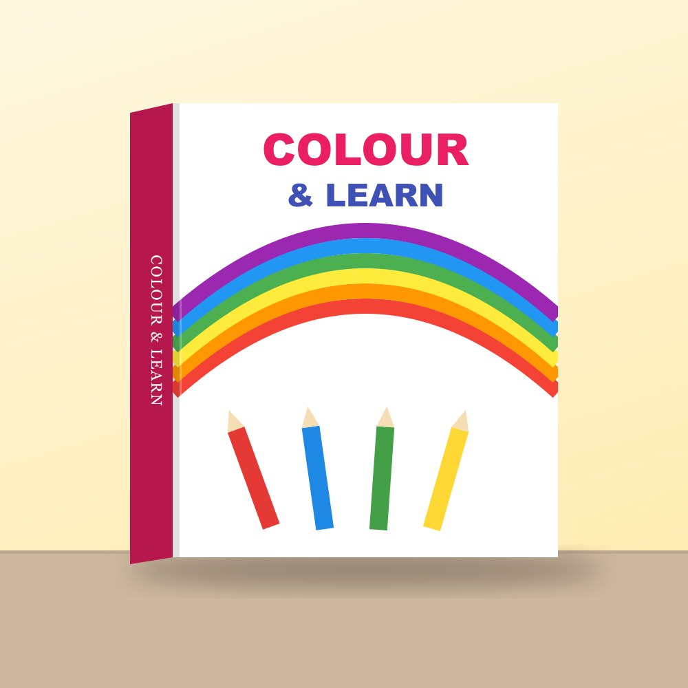 Kids colour and learn activity book cover design