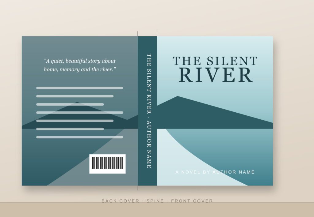 Full book wrapper dust jacket spread with front, spine and back cover