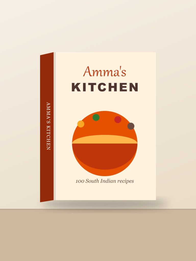 Recipe book cover design with spices and bowl illustration