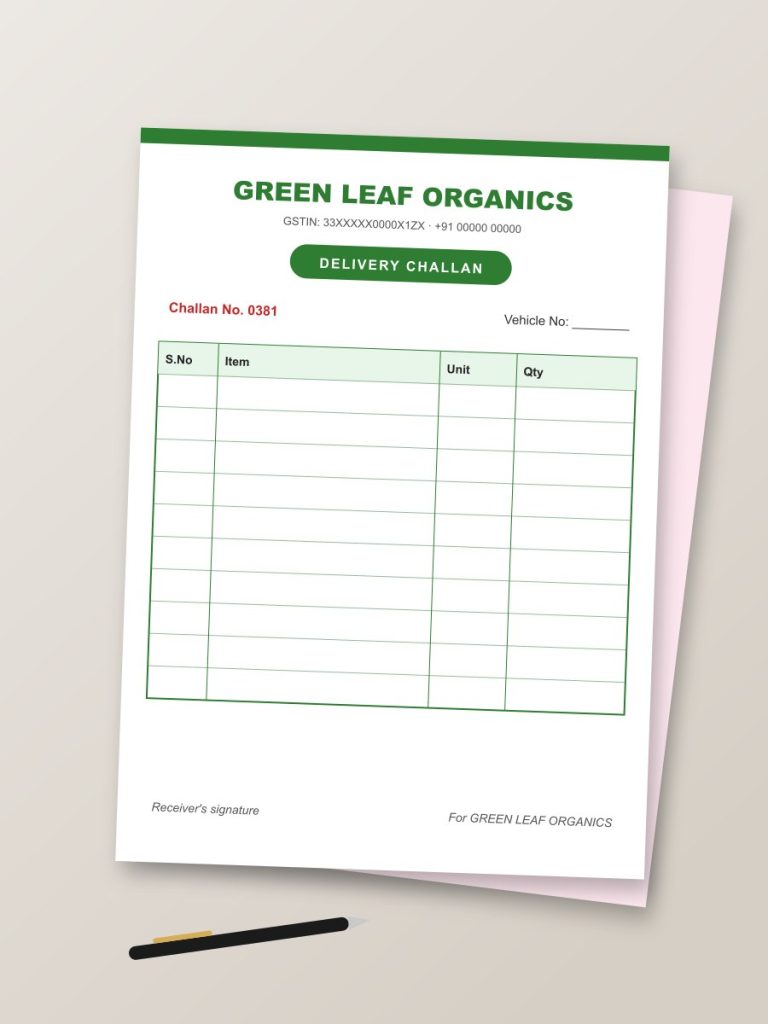 Business Printing Delivery challan book design with duplicate copy