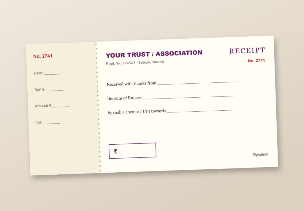 Business Printing Receipt book design with counterfoil and serial numbers