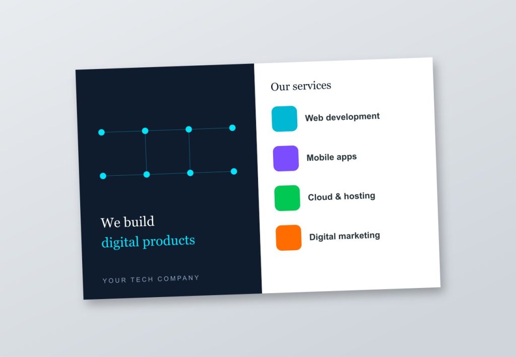Business Printing Bi-fold corporate IT company brochure design