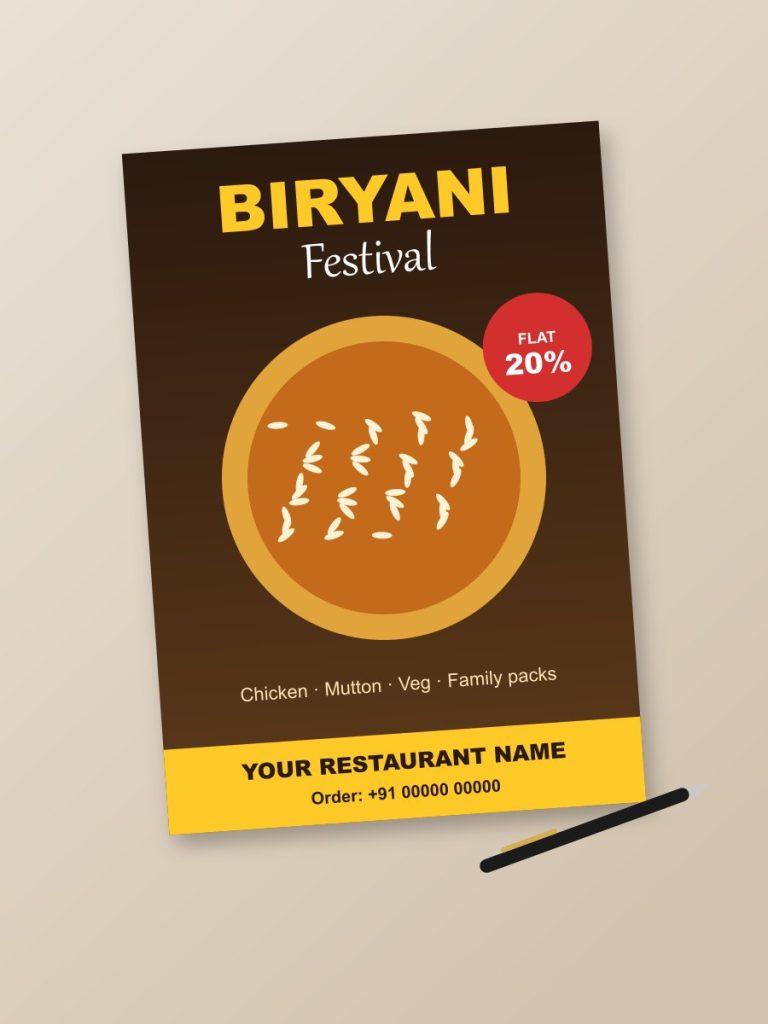 Business Printing Restaurant biryani festival pamphlet design
