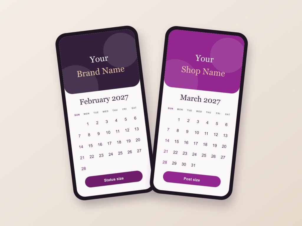 Calendars Sample digital calendar designs for mobile