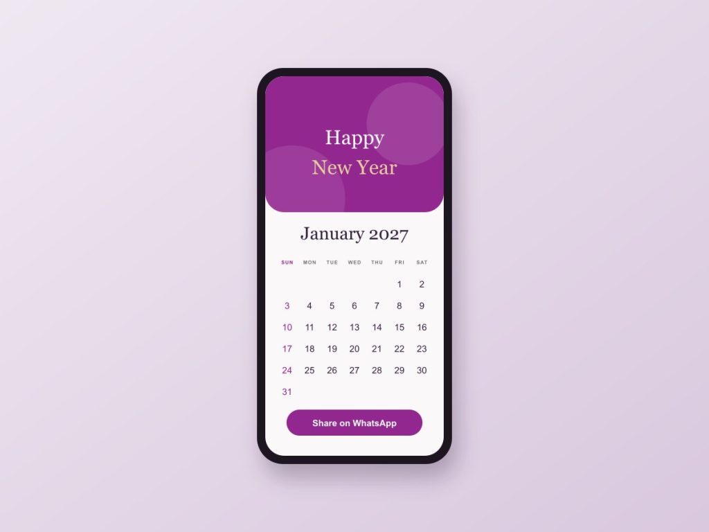 Calendars Sample digital calendar design for WhatsApp and social media