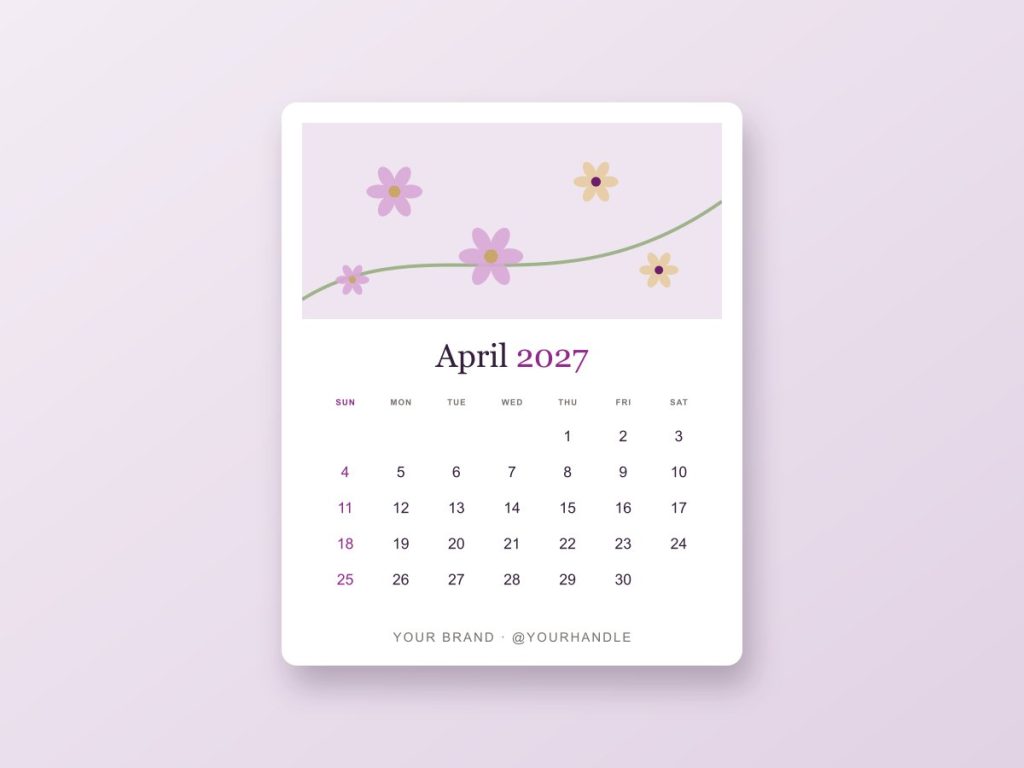 Calendars Sample digital calendar post design