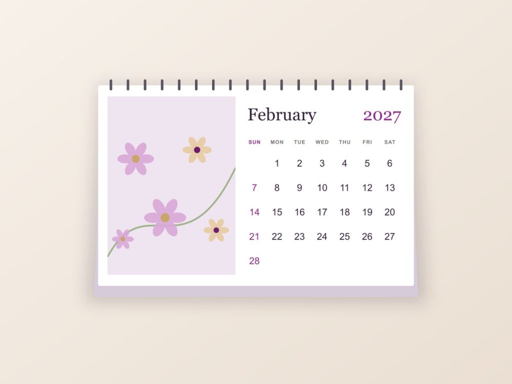 Calendars Sample regular desk calendar design