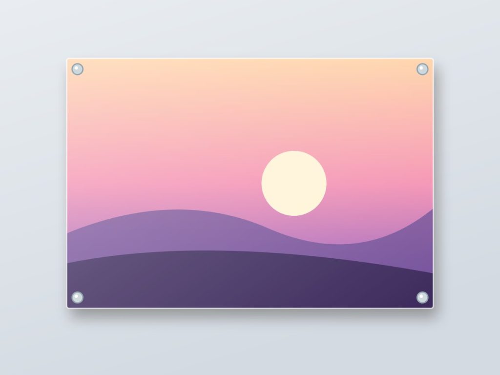 Frameless acrylic wall photo frame with standoff screws