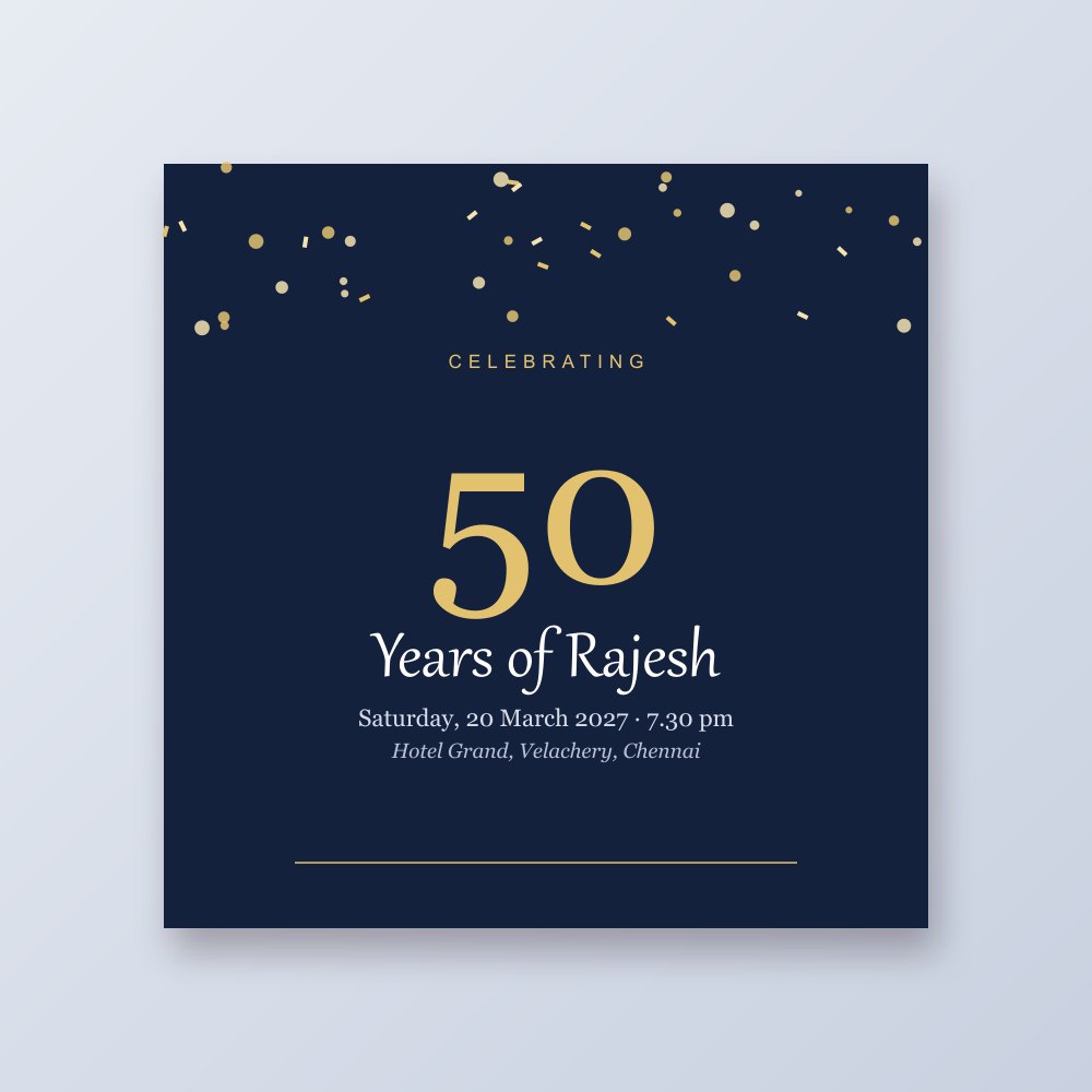 Invitations Elegant 50th birthday invitation design in navy and gold