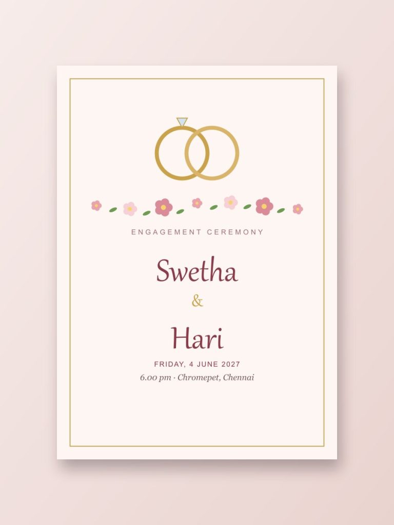 Invitations Engagement ceremony invitation design in blush and gold