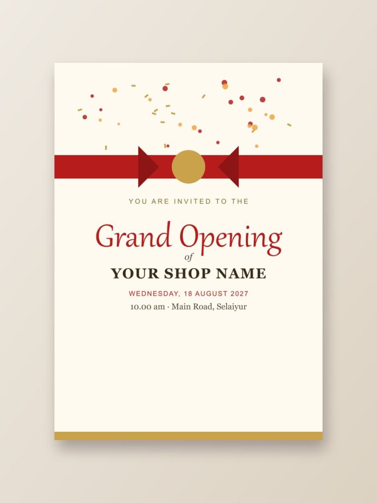 Invitations Shop grand opening invitation design with ribbon