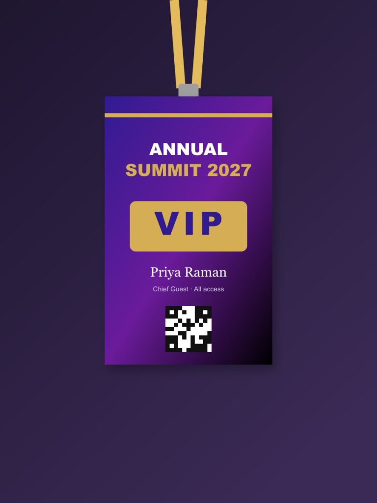 Event VIP pass and delegate badge design