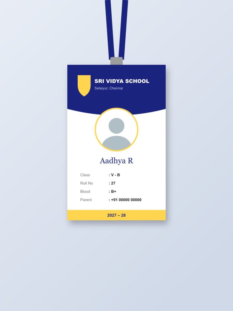 School student ID card design with lanyard