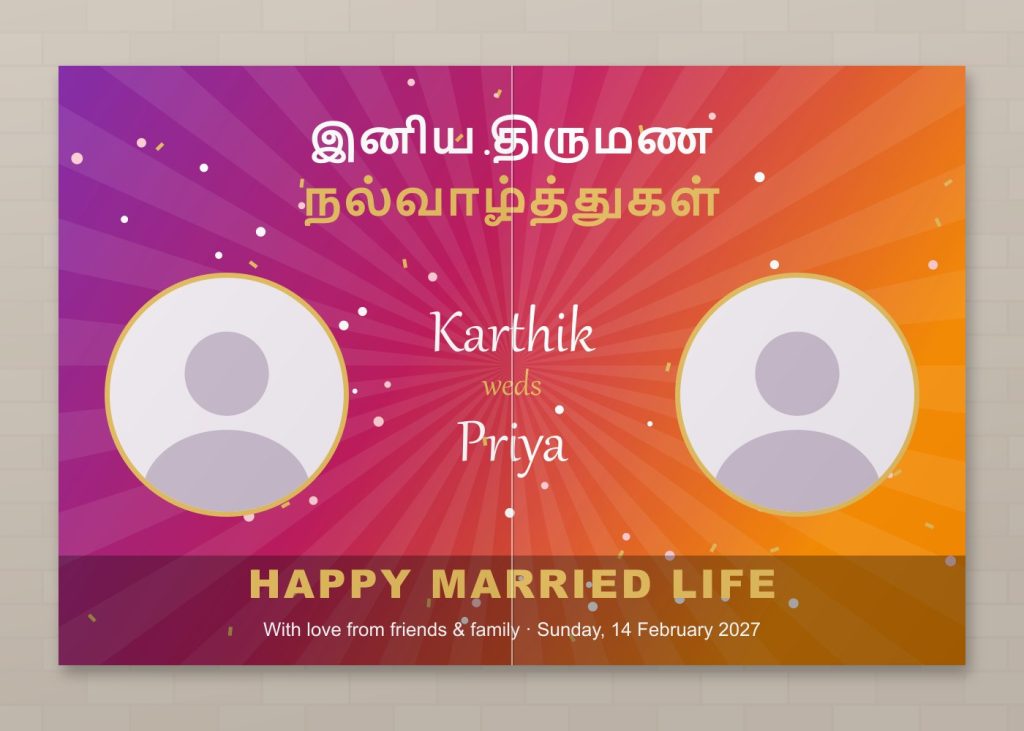 Posters Double bit wedding wishes poster design with couple photo placeholders