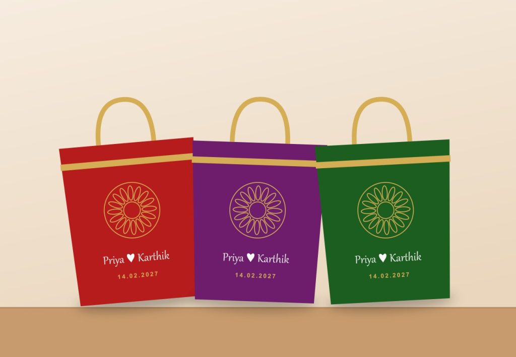 Souvenirs Wedding return gift thamboolam bags with names