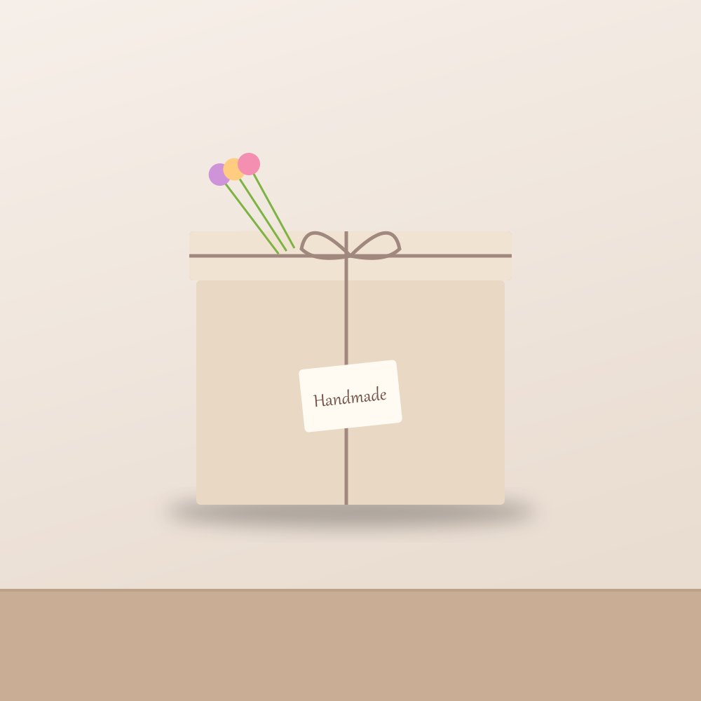 Souvenirs Handmade paper gift box with dried flowers and twine