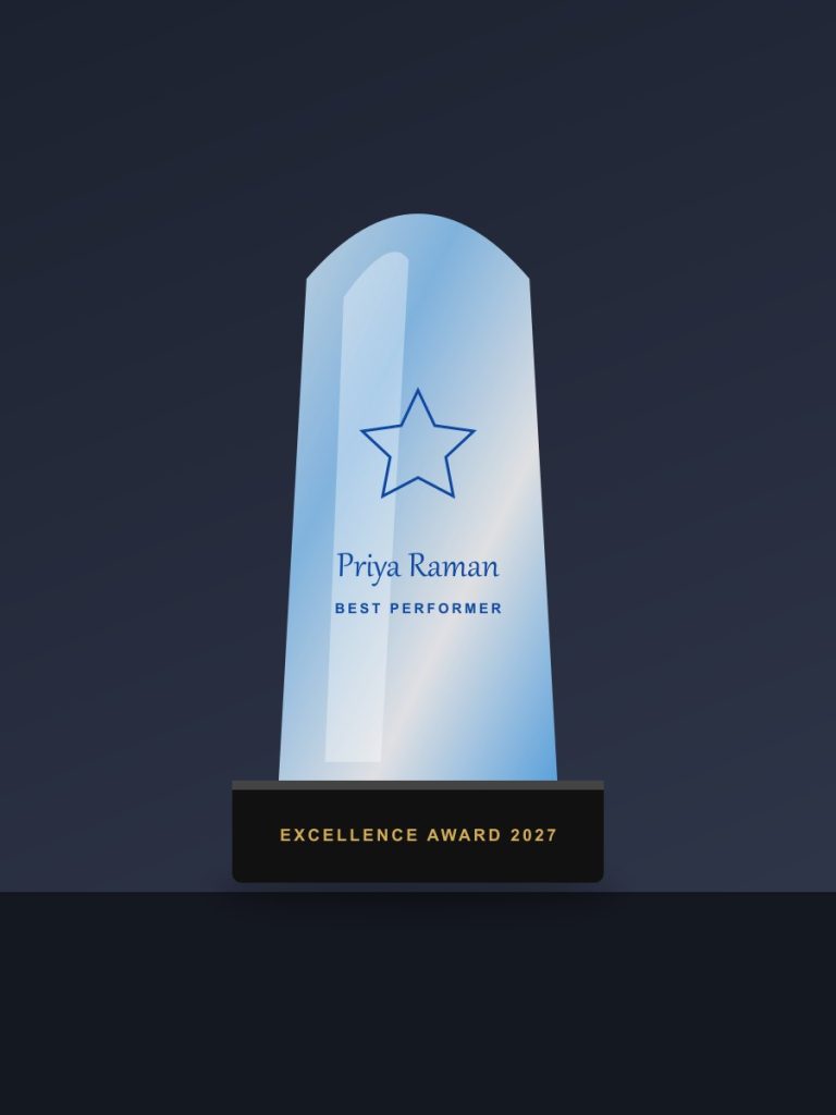 Souvenirs Premium crystal trophy award with engraving